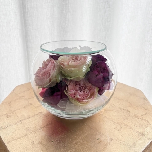 プロポーズの花束保存ボウルL「プロポーズの花束のボトルフラワー完成（2月3日に掲載した花束）」