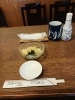 嬉しいサラダ付、キャベツ、ワカメ、茹で玉子「ぶらり入店」