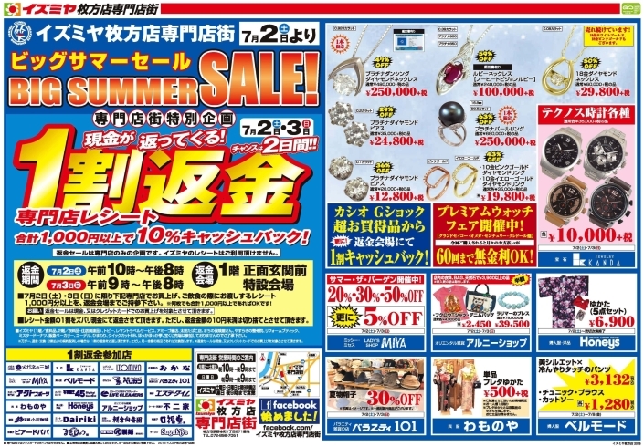 「現金が返ってくる！　1割返金Sale！　チャンスは7月2日・3日の2日間！」