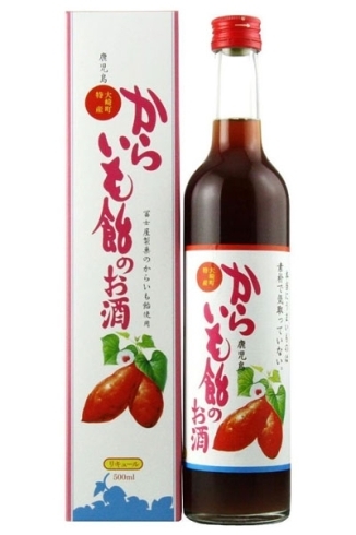 「『　からいも飴　』のお酒　発売です。　　『 リキュール 　14度 　500ml　』」