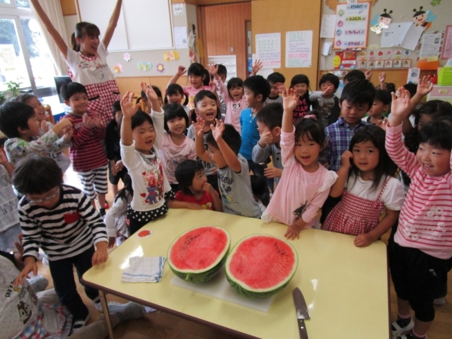 「美味しいスイカを食べました！」