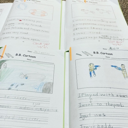 しっかり話を展開して描いてくれるようになりました「最近の作品集　【伊丹の幼児・小学生・中学生指導塾　本物の国語・英語を学ぶ】」