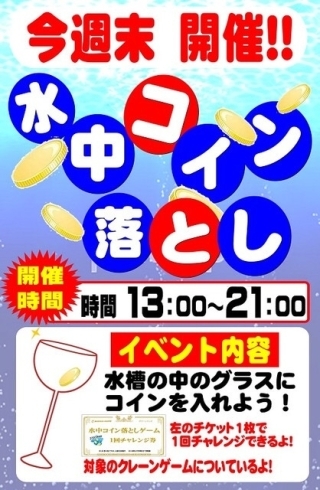 「3/3・4日、水中コイン落とし開催！１３～２１時」