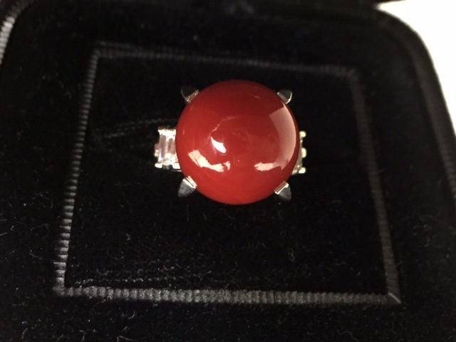 「赤サンゴ　プラチナ(PT900)  ダイヤリング　お買取りさせて頂きました。　ダイヤ、リング、ネックレス、インゴット、金貨、小判、金歯　ご持参頂いております。　　貴金属、色石、ダイヤモンドの「買取」と「査定」は大黒屋　金町北口店へ」
