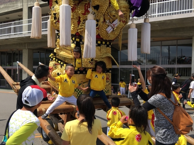 「新居浜市内の各地で子ども太鼓台の運行が行われています。」