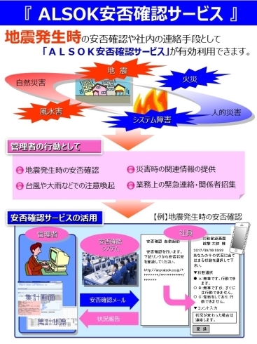 「大地震の備えにALSOK安否確認サービス」