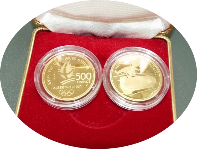 「《アルベールビルオリンピック記念500フラン金貨コイン買取 おたからや八王子店》」