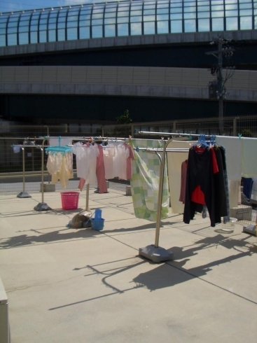 「やった～！！　外に洗濯物が干せる！　高住センターから、太陽の光で洗濯物を干されている老人ホーム見学情報です。」