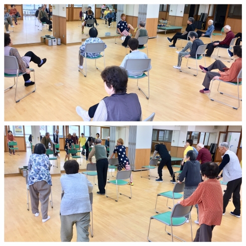 「今日の健康運動指導士は、アメリカンな川村先生です。音楽に合わせて健康体操を1時間！！」
