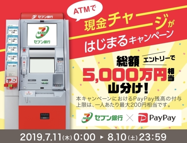 「PayPayがセブン銀行ATMで現金チャージ始まります！&最大20％還元！！」