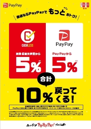 「10月15日はSカード１０倍Ｄａｙ　～エイコーならPayPayで合計２０％お得！！～」