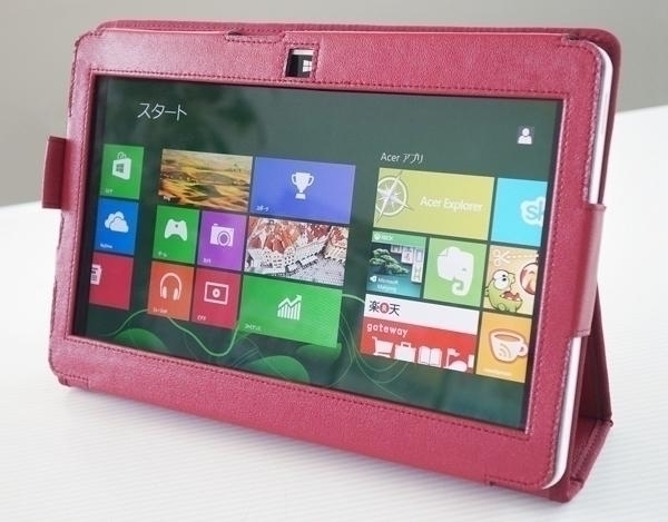 「★『acer ICONIA TAB W510 スタンドケース』のご紹介！！フラップを反対に曲げるとスタンドケースになるので、プレゼンなどに最適です♪」