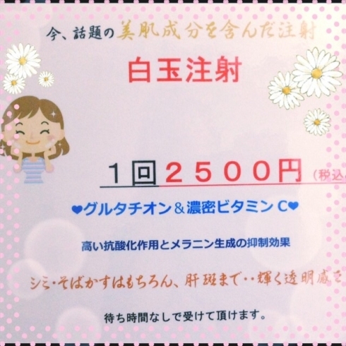 「美肌成分を含んだ白玉注射始めました！！☆☆☆広島県三次市で優雅な断食・半断食を「もねこハウス」でしませんか」