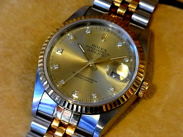 「ロレックス 16233G デイトジャスト 10Pダイヤ メンズ腕時計 高価買取 千葉 稲毛」