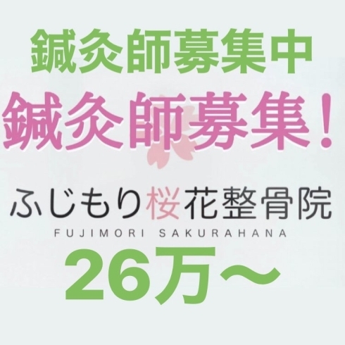 「鍼灸師募集中。八王子の京王高尾線、山田駅目の前のふじもり桜花整骨院」