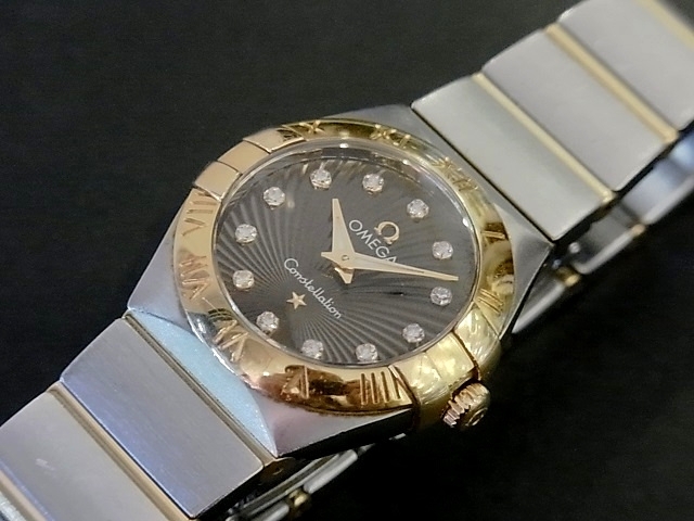 「オメガ コンステレーション Au750（K18)  スティール（SS) 12Pダイヤ レディース腕時計 高価買取 千葉 稲毛」