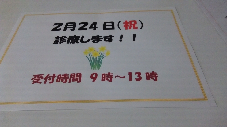 「2月24日、診療します。」