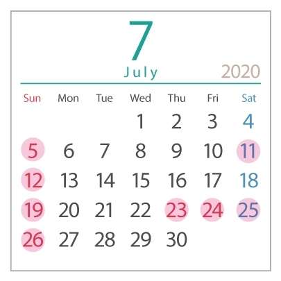 「7月の休日カレンダー　《カレンダー印刷は精文堂印刷にお任せください》」