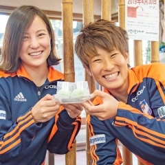 アルビレディース平尾選手・北川選手が食レポ！「菓匠庵 寿堂・助太刀 アスパラ大福」【第1回目】