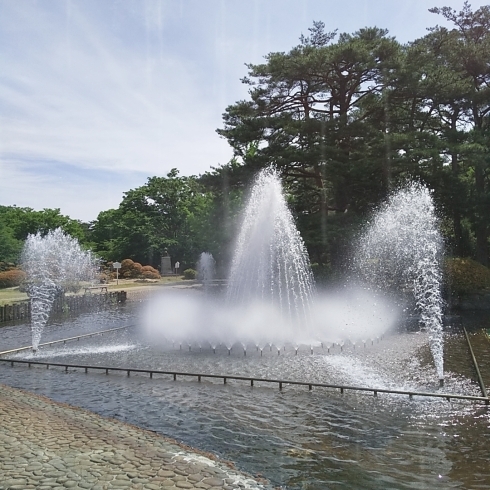 サロン近くの公園の噴水「土用は季節の変わり目です」