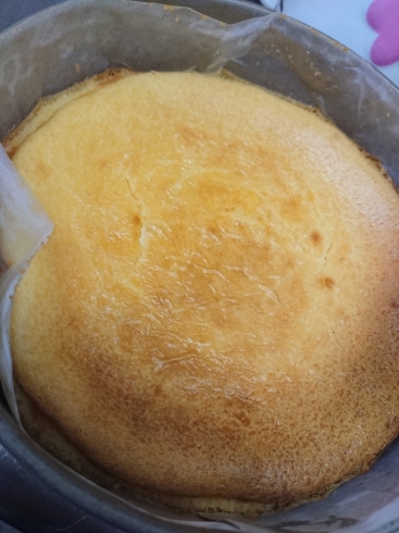 ベイクドチーズケーキ☆テイクアウトも出来ます☆「手作りベイクドチーズケーキ焼き上がりました。」