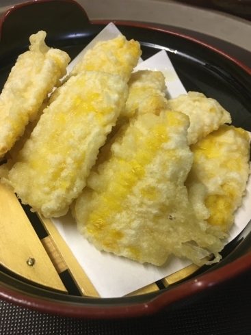 とうきび天ぷら、お塩で、甘味がアップしますょ「とうきび天ぷら」
