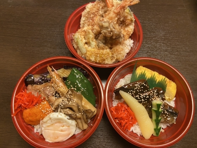 天丼、楽弁、ニシン丼、各1000円税込「華かぐら人気丼‼️」