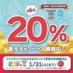 【終了】あかがねポイント「20%ポイント大還元キャンペーン」開催!【愛媛県・新居浜市連携事業】