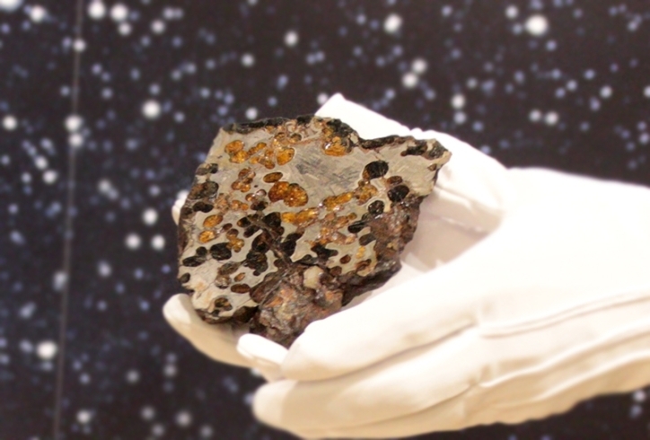 隕石の断面「【高知みらい科学館】「隕石」寄附の感謝状贈呈式」