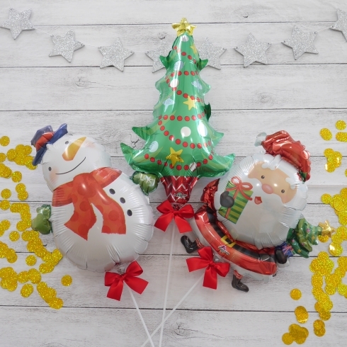 クリスマスツリー・サンタさん・雪だるまバルーン「クリスマスにおすすめな今から飾れるサンタさんのバルーンプロップス 出雲市姫原 バルーン おむつケーキ 誕生日 飾り付け」