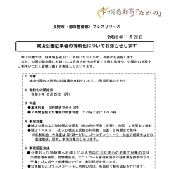 城山公園 駐車場有料化 2023年12月25日から