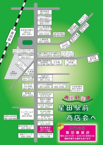対象店舗の地図「星田駅前商店会　レシートラリー開催中！！」