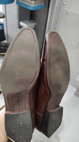 修理前1「＜靴修理＞ビジネスシューズ　オールソール（靴底交換）：葛飾・亀有・金町・綾瀬」