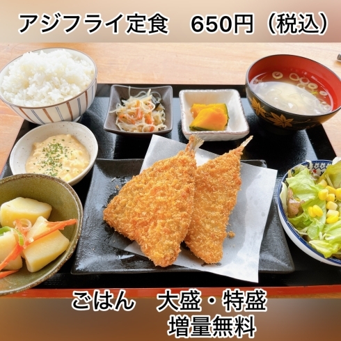アジフライ定食「アジフライ定食　650円（税込）」
