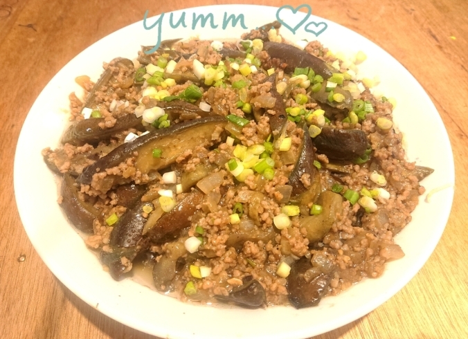 「突撃わが家の晩ごはん@茄子と挽き肉の味噌炒め」