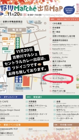 「11月20日(日)吉野川マルシェ　セントラルカレーはツドイニワで出店しています。」