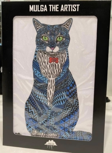 豪のアーティスト　MULGAの絵のメガネクロス「今日 2月22日は『猫の日』だニャンニャン❣️」