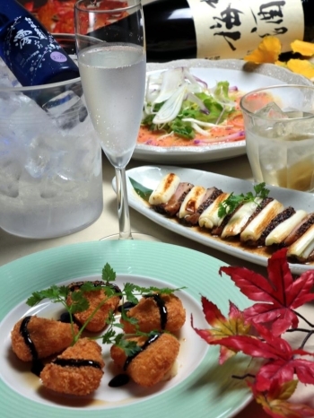 B-3 和の膳 kabura 蕪<br>合鴨ネギタタキ、鮮魚の柚子パッション、カマンベールチーズフライから1品