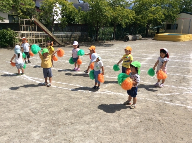 みんなで踊るの楽しいね☆彡「塩川幼稚園　運動会の練習真っ只中！！みんなで力を合わせて頑張っています！」