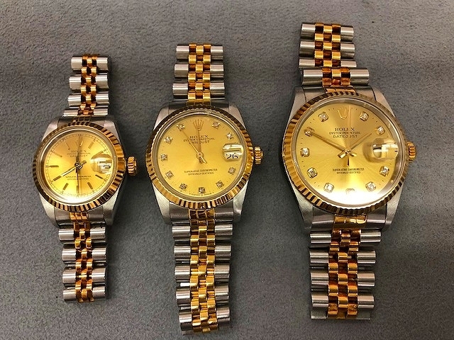 左からレディース、ボーイズ、メンズサイズです。「大黒屋 質瑞江店 ロレックス ROLEX デイトジャスト DATEJUST 腕時計 お買取しております！　　　篠崎 瑞江 一之江 船堀 」