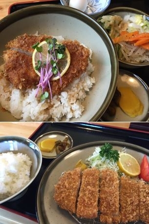 写真上 ももかつ丼<br>写真下 ロースかつ定食