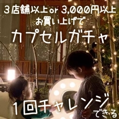 【カプセルガチャもあるよ!】3店舗以上 or 3,000円以上お買い上げで『カプセルガチャ』が1回チャレンジできます!