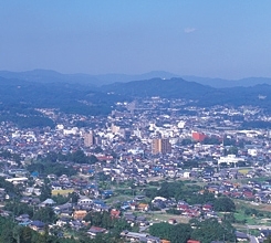 仙元山見晴らしの丘公園から見た小川町。