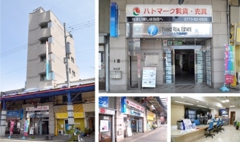 東舞鶴駅から北側に見える６階建てビル１階です。「アイシンクス不動産有限会社」