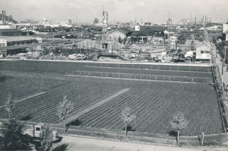 中央公園・文化センター工事中（現市役所から北方向）