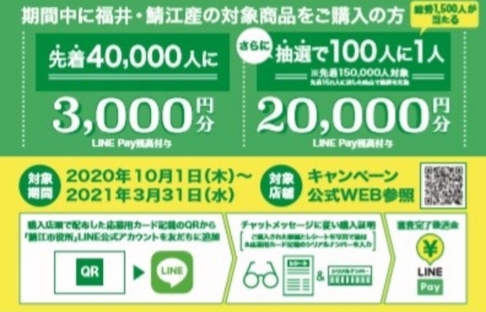 3000円のLINE PAYがキャッシュバック「さばえメガネのキャンペーン中です！出雲市姫原のメガネ21出雲店」