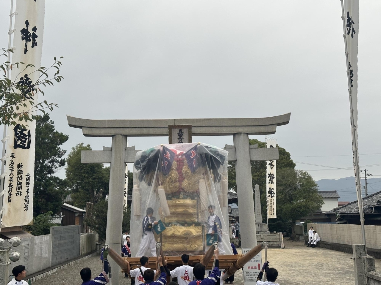 2023.10/8(日)7:30撮影|上組太鼓台が嘉母神社へ(嘉母神社祭礼)