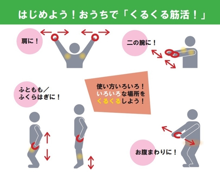 持ち方や動かし方を変えれば、体の色んな場所に効果が期待されます！<br><br>