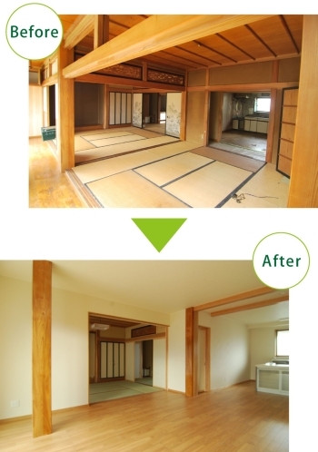 リフォームの一例（上：Before、下：After）「株式会社 鎌倉材木店」
