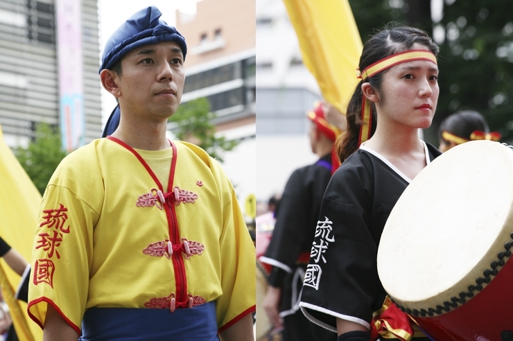 琉球國　祭り太鼓　東京支部<br>袖の琉球國の文字が　キリッと